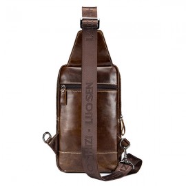 Retro Genuine Leather Sling Bag Business Chest Bag Crossbody Bag For Men