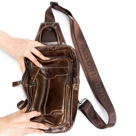 Retro Genuine Leather Sling Bag Business Chest Bag Crossbody Bag For Men