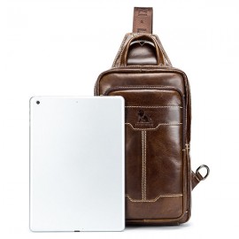 Retro Genuine Leather Sling Bag Business Chest Bag Crossbody Bag For Men