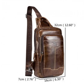 Retro Genuine Leather Sling Bag Business Chest Bag Crossbody Bag For Men
