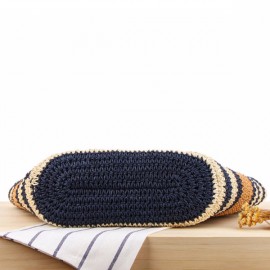 Striped Shoulder Bag Straw Beach Bag Handbag For Women