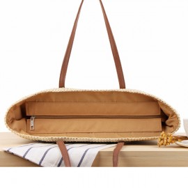 Striped Shoulder Bag Straw Beach Bag Handbag For Women