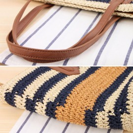 Striped Shoulder Bag Straw Beach Bag Handbag For Women