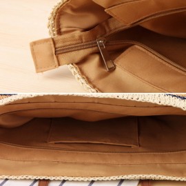 Striped Shoulder Bag Straw Beach Bag Handbag For Women