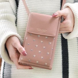 Stylish 6.5inch Phone Bag 6 Card Slots Flower Pattern Flap Shoulder Bags Card Holder Wallet