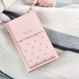 Stylish 6.5inch Phone Bag 6 Card Slots Flower Pattern Flap Shoulder Bags Card Holder Wallet