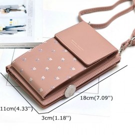 Stylish 6.5inch Phone Bag 6 Card Slots Flower Pattern Flap Shoulder Bags Card Holder Wallet