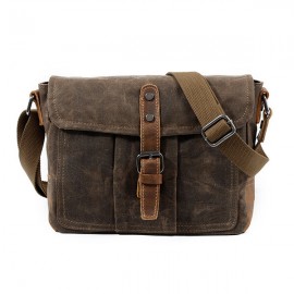 Vintage Canvas Genuine Leather Waterproof Shoulder Bag Messenger Bag Crossbody Bag For Men