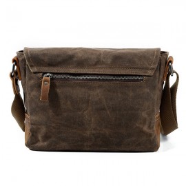 Vintage Canvas Genuine Leather Waterproof Shoulder Bag Messenger Bag Crossbody Bag For Men