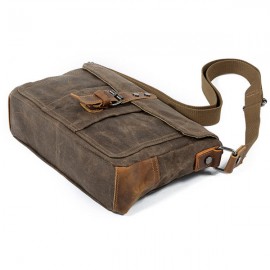 Vintage Canvas Genuine Leather Waterproof Shoulder Bag Messenger Bag Crossbody Bag For Men