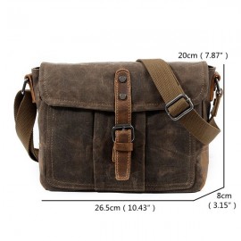 Vintage Canvas Genuine Leather Waterproof Shoulder Bag Messenger Bag Crossbody Bag For Men