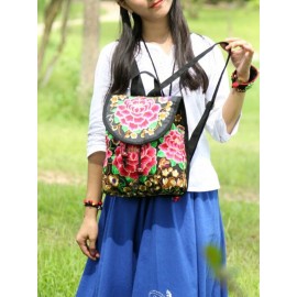 Vintage Embroidered Women Backpack Ethnic Travel Handbag Shoulder Bag