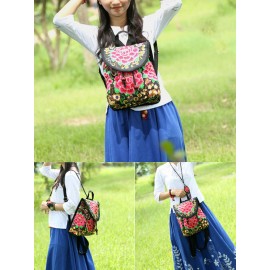 Vintage Embroidered Women Backpack Ethnic Travel Handbag Shoulder Bag
