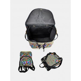 Vintage Embroidered Women Backpack Ethnic Travel Handbag Shoulder Bag