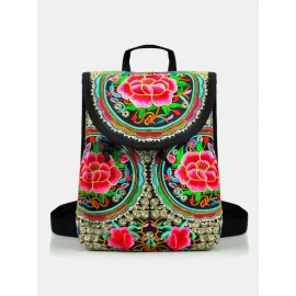 Vintage Embroidered Women Backpack Ethnic Travel Handbag Shoulder Bag