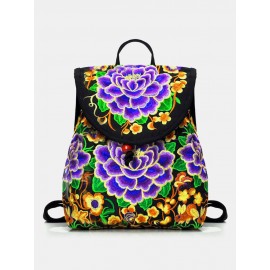 Vintage Embroidered Women Backpack Ethnic Travel Handbag Shoulder Bag
