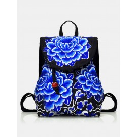 Vintage Embroidered Women Backpack Ethnic Travel Handbag Shoulder Bag