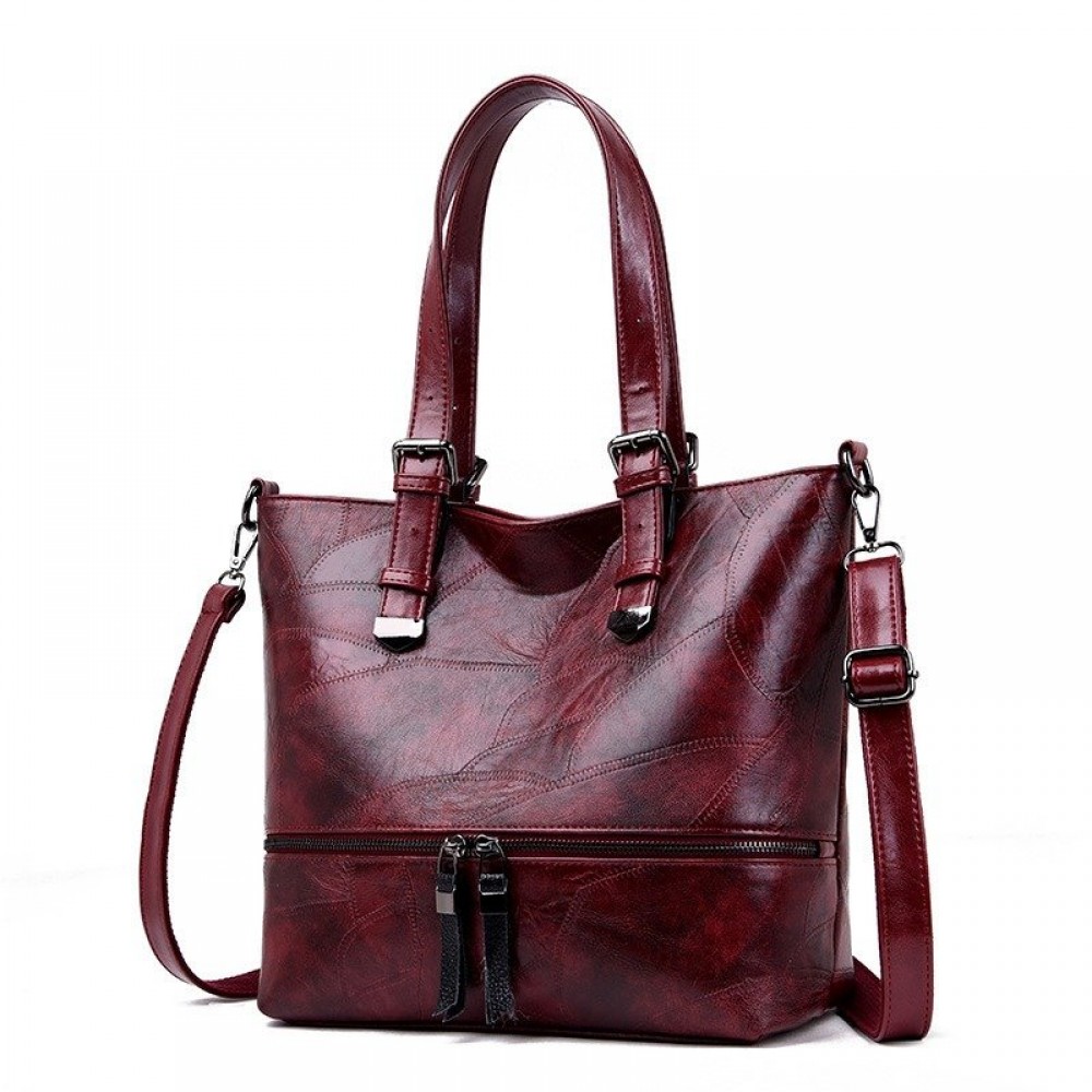 Vintage Faux Leather Large Capacity Handbag Tote Bag Shoulder Bag For Women