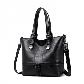 Vintage Faux Leather Large Capacity Handbag Tote Bag Shoulder Bag For Women