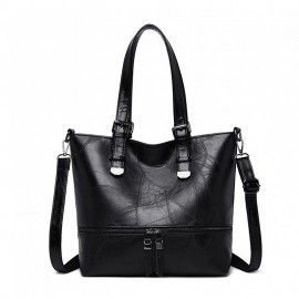 Vintage Faux Leather Large Capacity Handbag Tote Bag Shoulder Bag For Women