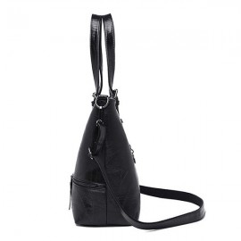 Vintage Faux Leather Large Capacity Handbag Tote Bag Shoulder Bag For Women