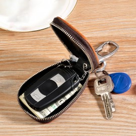 Vintage Genuine Leather Car Key Holder Key Bag Keychain Wallet For Men Women