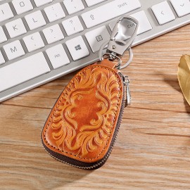 Vintage Genuine Leather Car Key Holder Key Bag Keychain Wallet For Men Women