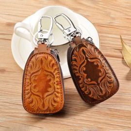 Vintage Genuine Leather Car Key Holder Key Bag Keychain Wallet For Men Women