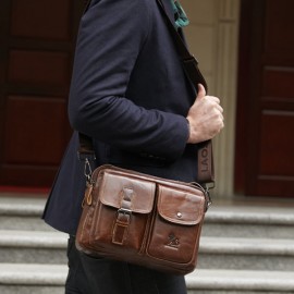 Vintage Genuine Leather Crossbody Bag Handbag For Men