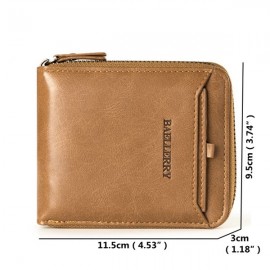 Vintage Leather Short Zipper Card Holder Wallet For Men