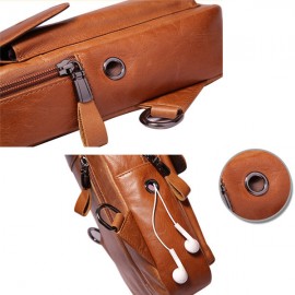 Wax Oil Skin Chest Bag Genuine Leather Shoulder Bag Crossbody Bag For Men