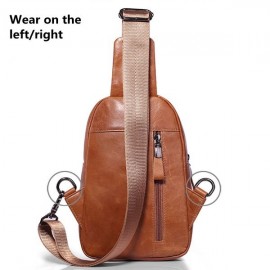 Wax Oil Skin Chest Bag Genuine Leather Shoulder Bag Crossbody Bag For Men