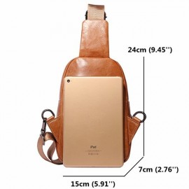 Wax Oil Skin Chest Bag Genuine Leather Shoulder Bag Crossbody Bag For Men