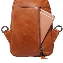 Wax Oil Skin Chest Bag Genuine Leather Shoulder Bag Crossbody Bag For Men