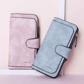 Woman Four Fold Wallet Purse 14 Card Slot PU Card Bag Multi-Slots 5.5 Inch Phone Bag