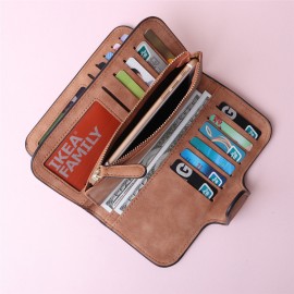 Woman Four Fold Wallet Purse 14 Card Slot PU Card Bag Multi-Slots 5.5 Inch Phone Bag