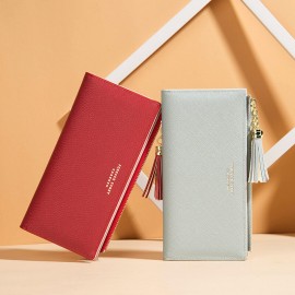 Women 11Card Slots Tassel Detachable 6.3” phone Zipper Long Wallet