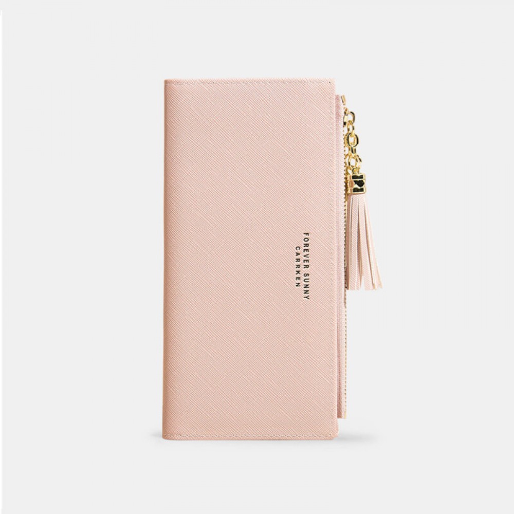 Women 11Card Slots Tassel Detachable 6.3” phone Zipper Long Wallet