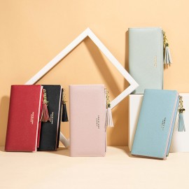 Women 11Card Slots Tassel Detachable 6.3” phone Zipper Long Wallet