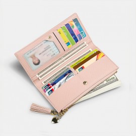 Women 11Card Slots Tassel Detachable 6.3” phone Zipper Long Wallet