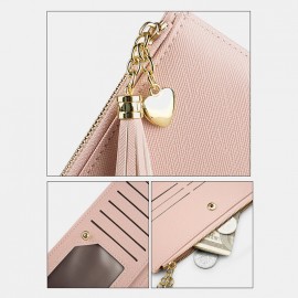 Women 11Card Slots Tassel Detachable 6.3” phone Zipper Long Wallet
