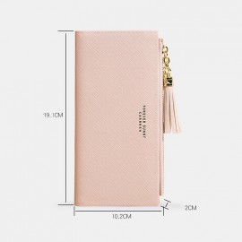Women 11Card Slots Tassel Detachable 6.3” phone Zipper Long Wallet