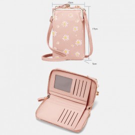 Women 13 Card Slots Phone Bag Daisy Crossbody Bag