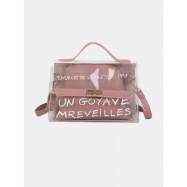 Women 2 Pcs Handbag Set Laser Sweet Lady like Transparent Crossbody Bag Suit