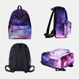 Women 3Pcs Galaxy Printed School Backpack Meal Bag Pencil Case