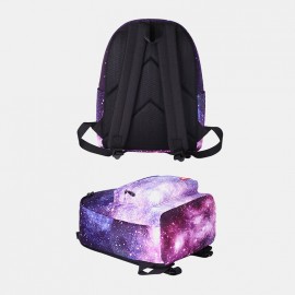 Women 3Pcs Galaxy Printed School Backpack Meal Bag Pencil Case