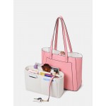 Women 3Pcs Multi-pocket Large Capacity 13.3 Inch Laptop Key Solid Tote Shoulder Bag with Purse Organizer Insert