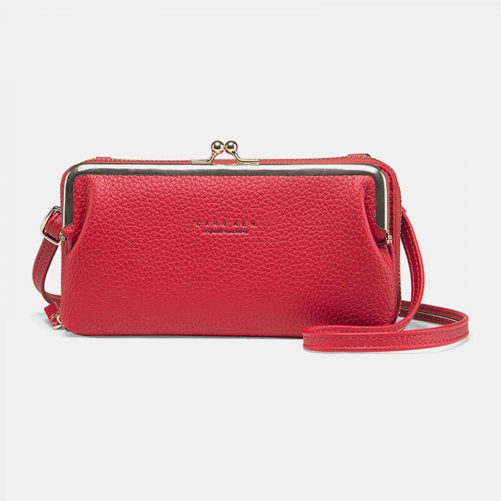 Women 6 Card Slots 6.5inch Phone Bag Solid Crossbody Bag