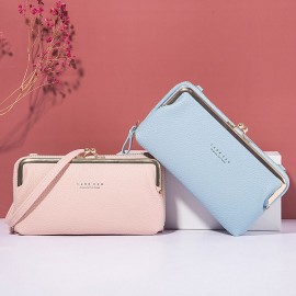 Women 6 Card Slots 6.5inch Phone Bag Solid Crossbody Bag