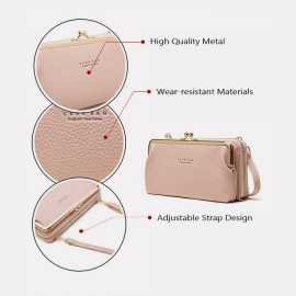 Women 6 Card Slots 6.5inch Phone Bag Solid Crossbody Bag